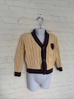 90’s VTG HARTSTRINGS BABY Cream Knit Baby sweater Trim SIZE 24mos